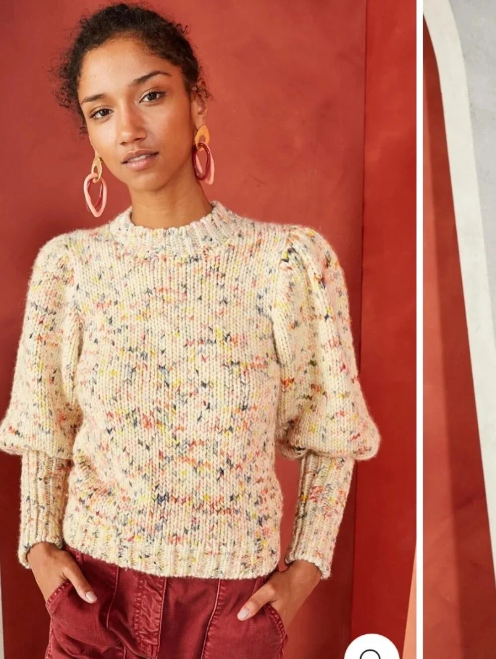 Ulla Johnson White Multicolor Speckled Wool Sweater Top